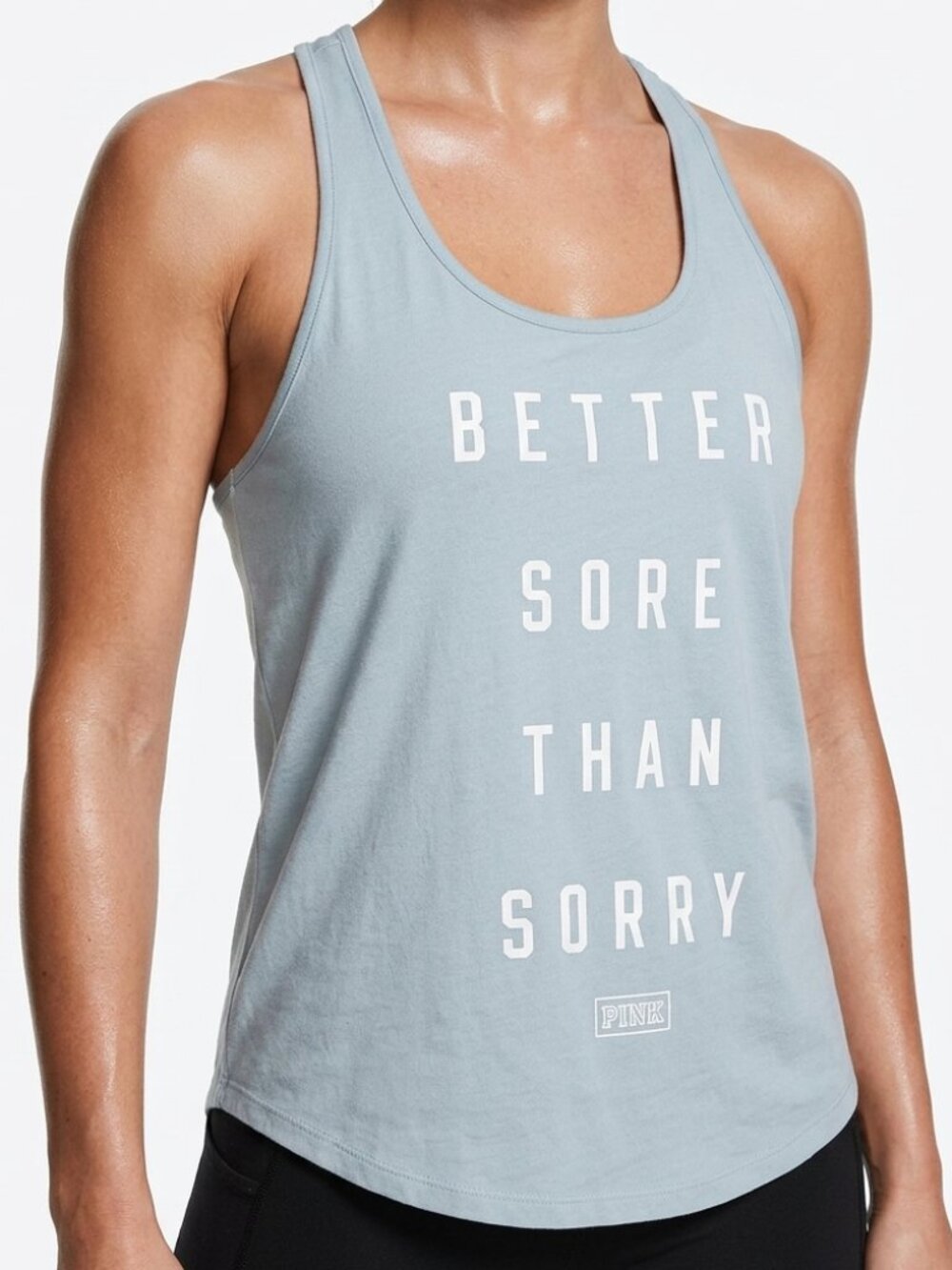 PINK Victoria's Secret Better Sore Than Sorry Graphic Workout Tank Top NWT